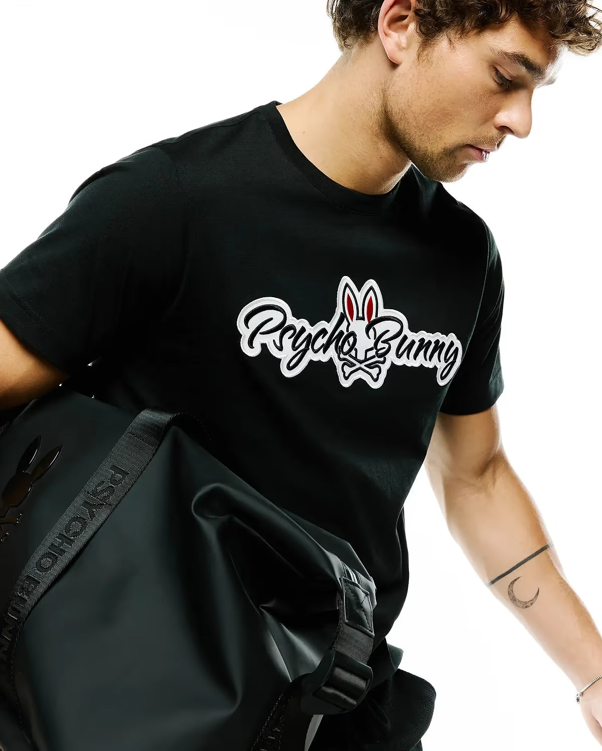 Psycho Bunny Mens Jaydon Pima Cotton Logo Tee-Black MT0200367