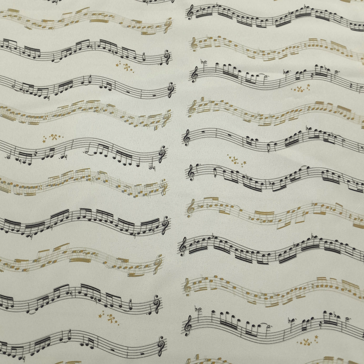 Fabric Printed Mini Matt Musical Notes Cream 140 cm.
