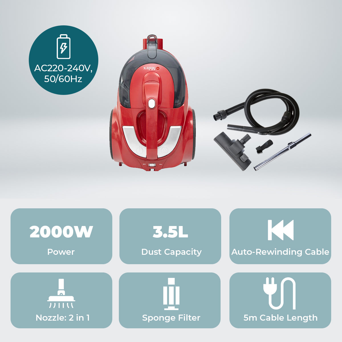 Milex Cyclonic 2000W Vacuum Cleaner MVA101