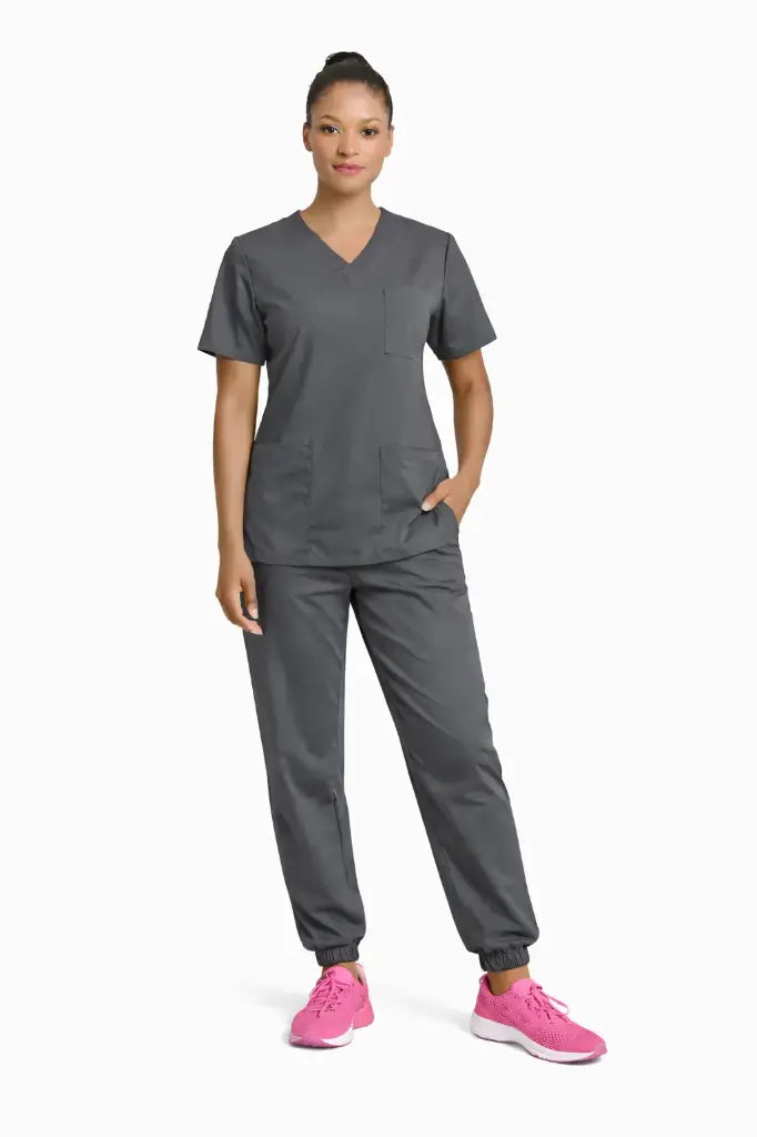 Bobsons Fox Flex Unisex Stretch Scrub Set -Dark Grey N2109/N2110