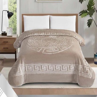 Simon Baker Athena Mink Blankets 1 PLY Silky Soft Embossed Queen Natural.