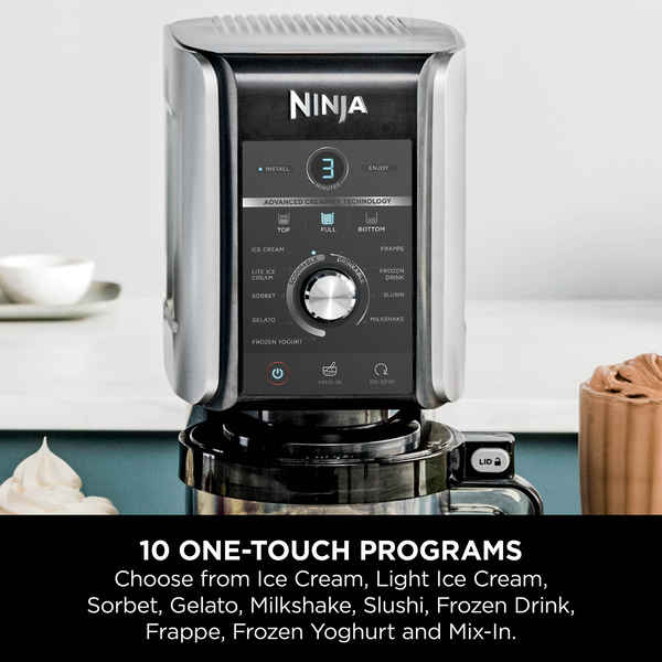 Ninja Creami Deluxe 10-in-1 Ice Cream and Iced Drink Maker Black & Silver NC502EU