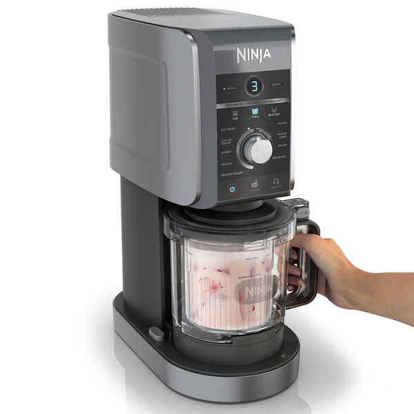 Ninja Creami Deluxe 10-in-1 Ice Cream and Iced Drink Maker Black & Silver NC502EU