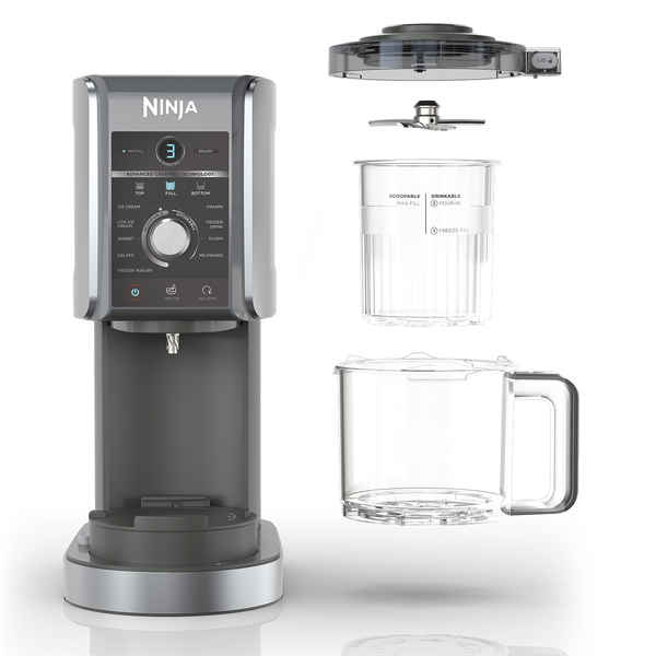 Ninja Creami Deluxe 10-in-1 Ice Cream and Iced Drink Maker Black & Silver NC502EU