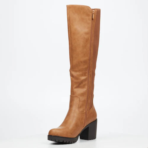 Butterfly Feet Noel 2 Block Heel High Boots Taupe.