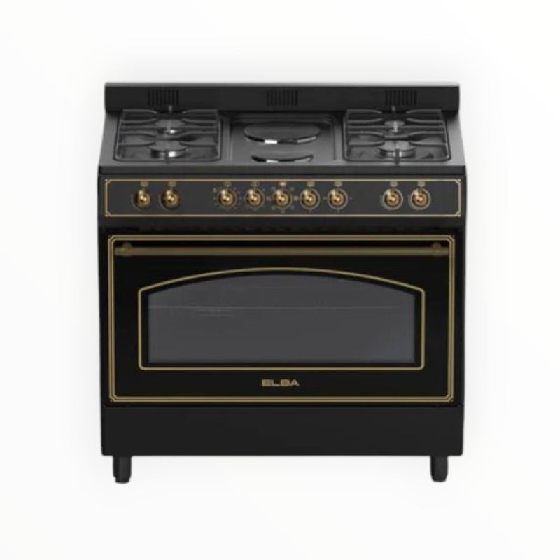 Elba 90cm 4 Gas 2 Electric Black Rustic Freestanding Cooker – 04/9S4EX737KB (8046150811737)