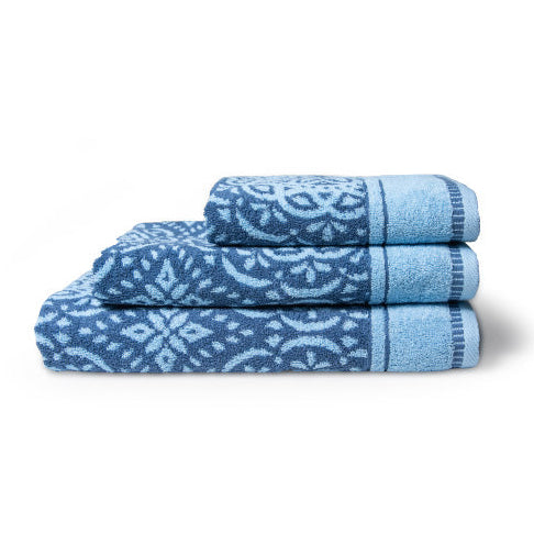 Glodina LaVida Damask Collection Towel Multi Coastal Blue 500gsm.
