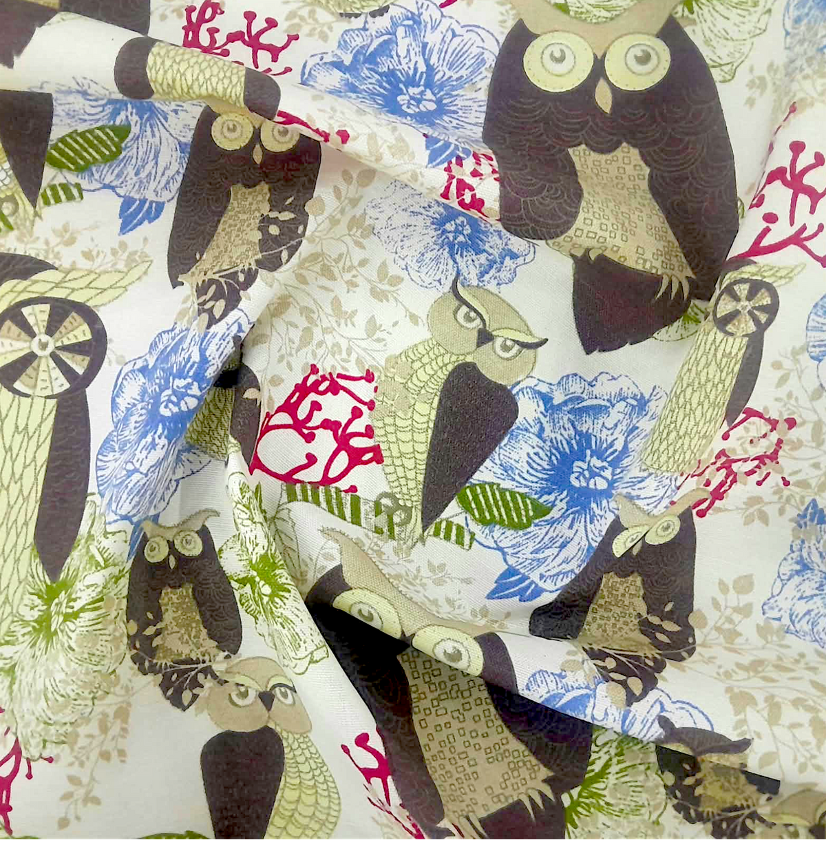 Fabric Printed Classic Canvas Owls 150 cm.