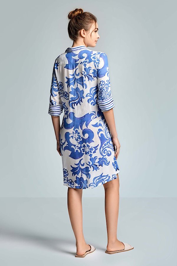 Iconique Romina 3/4 Sleeve Shirt Dress-Multicolor IC26-037.