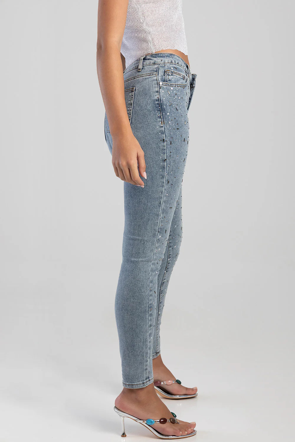 Sissy Boy Julz Mid Waist Skinny Jean Scatter Bling Med  Vintage-P32865/IMP