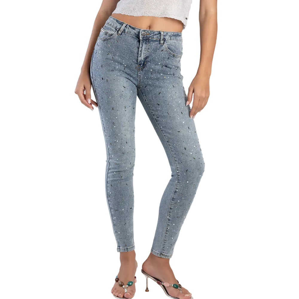 Sissy Boy Julz Mid Waist Skinny Jean Scatter Bling Med  Vintage-P32865/IMP