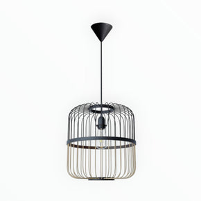 Brightstar Pendant Bamboo Marble Wood Finish and Wood in Natural/Black PEN809