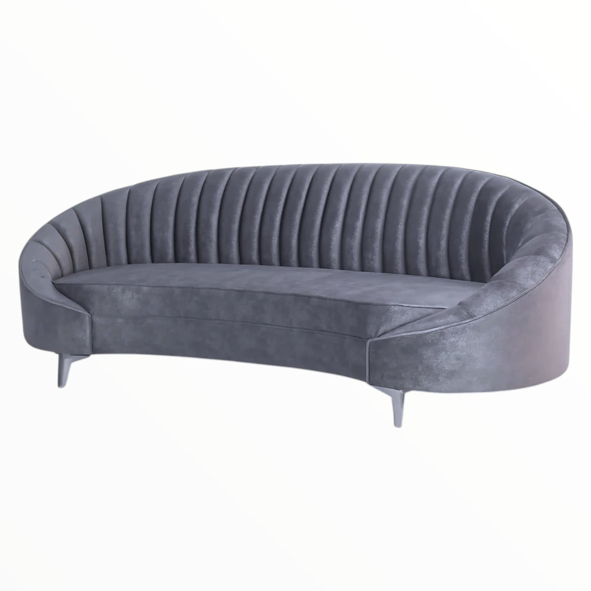 European Flow Velvet Upholstery Fabric Pewter 280 cm