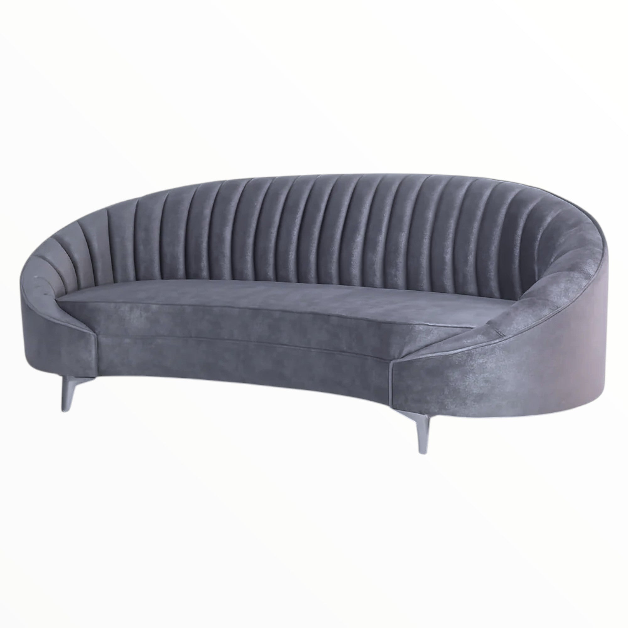 European Flow Velvet Upholstery Fabric Pewter 280 cm
