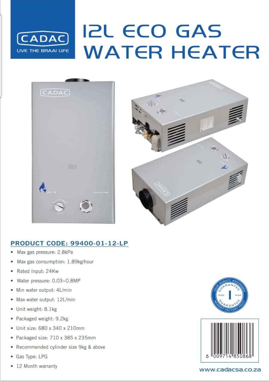 Cadac 16 Litre ECO Low Pressure Gas Geyser 99400-01-16-LT (7996485894233) (7996488187993)