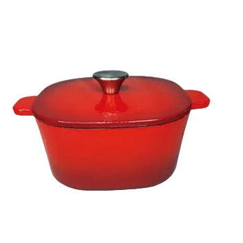 CH Cast Iron Square Casserole 22cm Red CH1297
