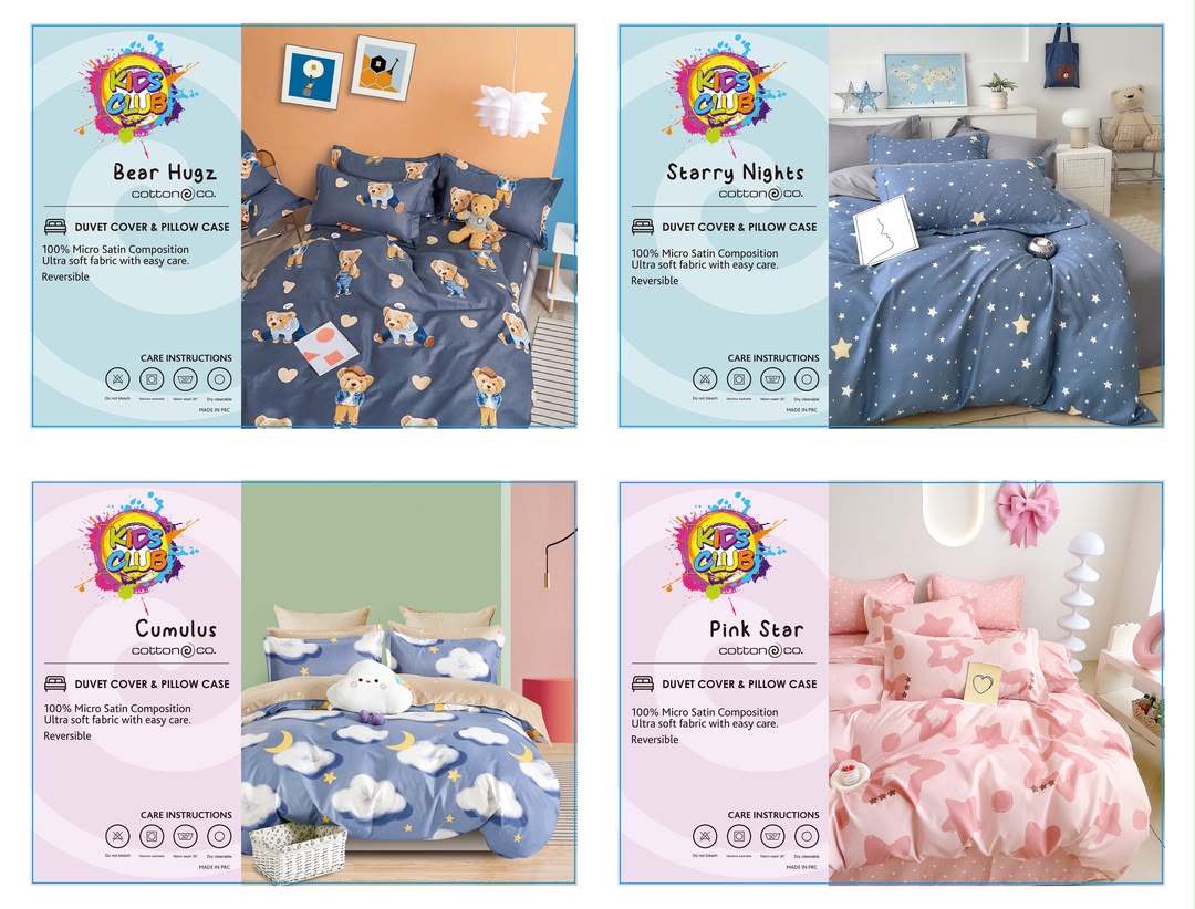 Kids Club Pink Star Duvet Covers Set.