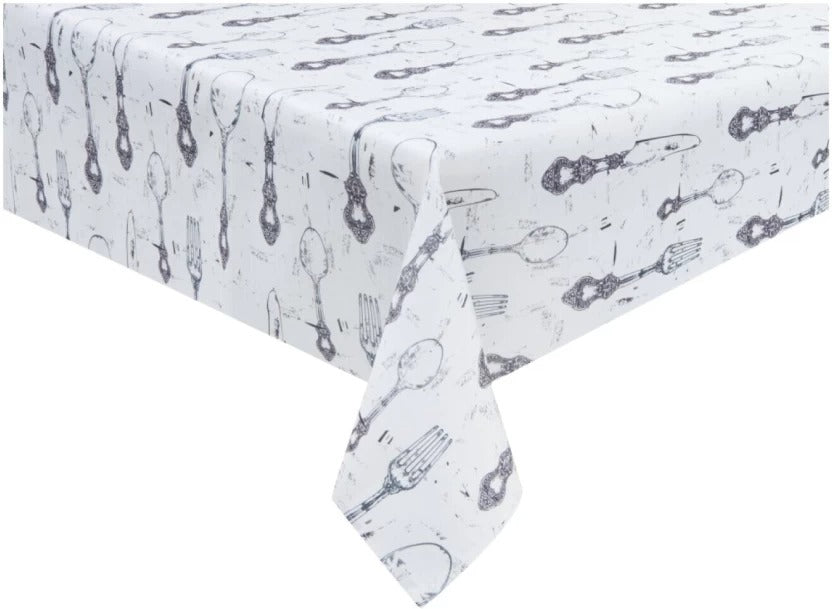 Linen House Table Cloth Placeware White/Black
