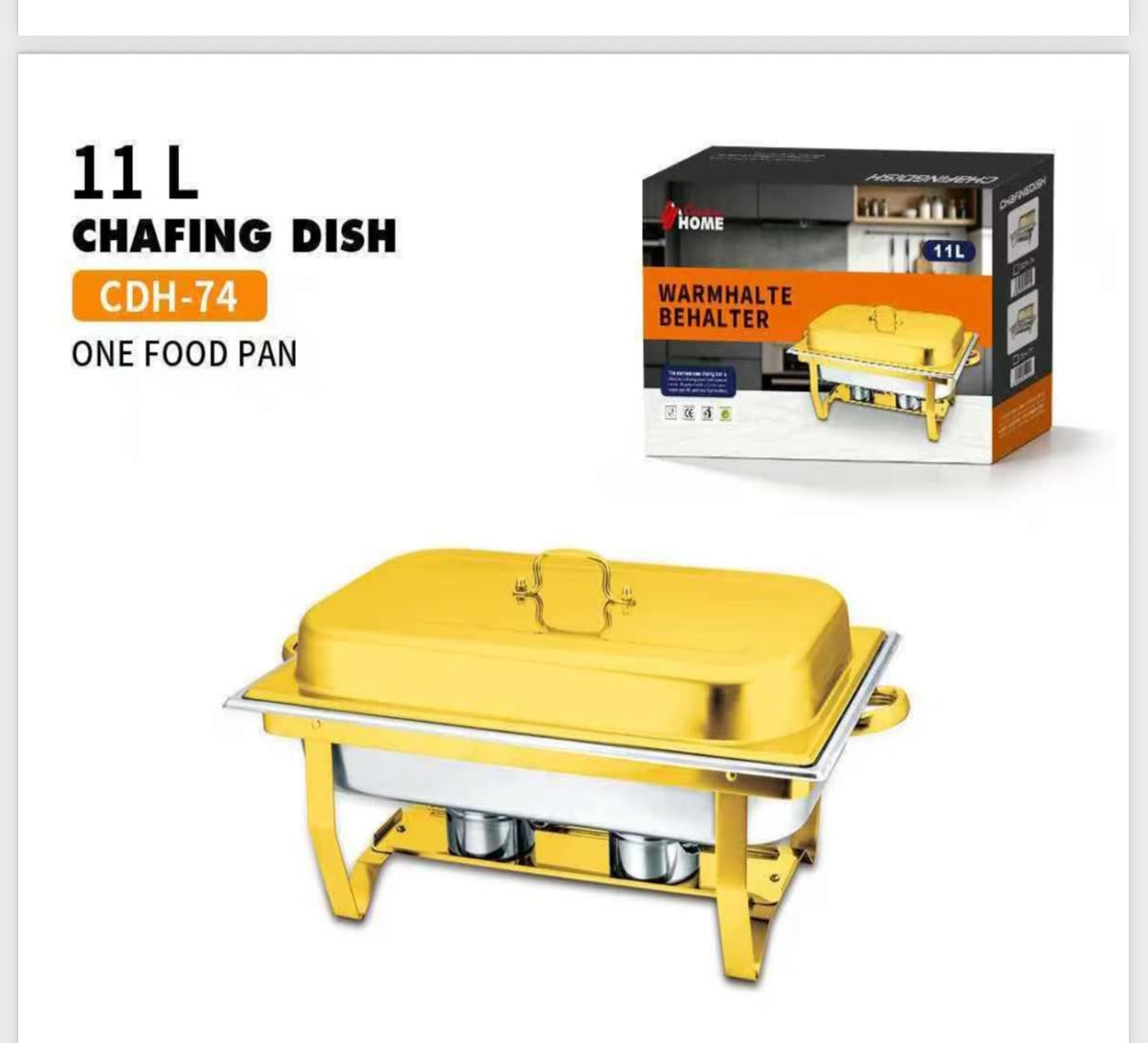 Condere Home Chafing Dish 11 L Single Gold/Silver CDH-74