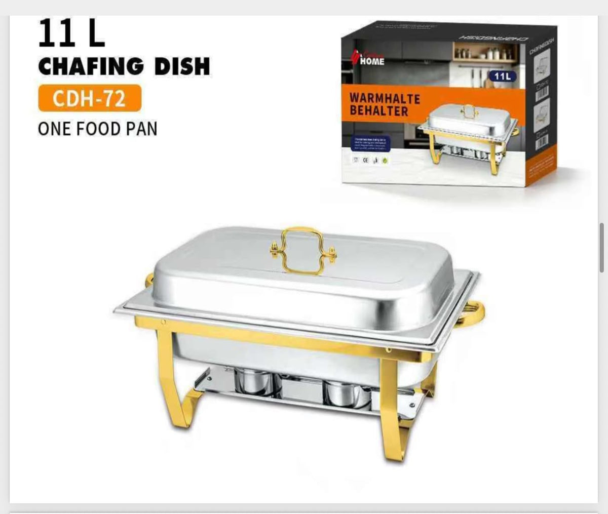Condere Home Chafing Dish 11 L Single Silver/Gold CDH-72