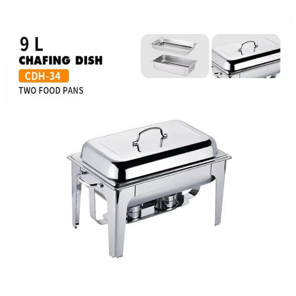 Condere Home Chafing Dish 9 L Double Silver CDH-33.