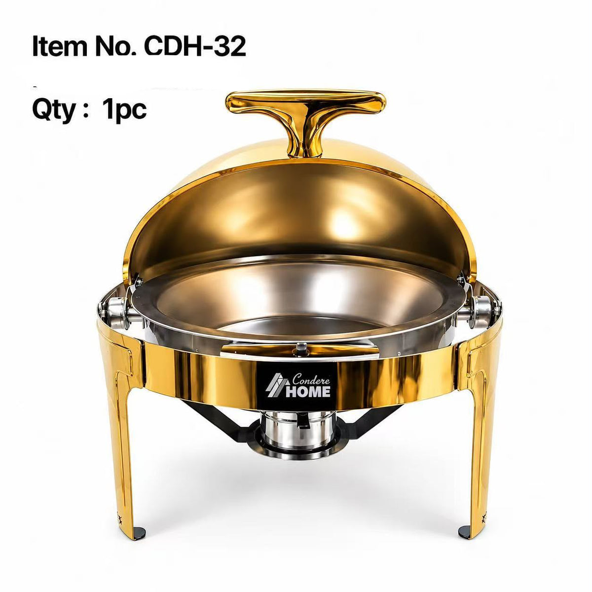 Condere Home Chafing Dish Round 6 L Gold CDH-32.
