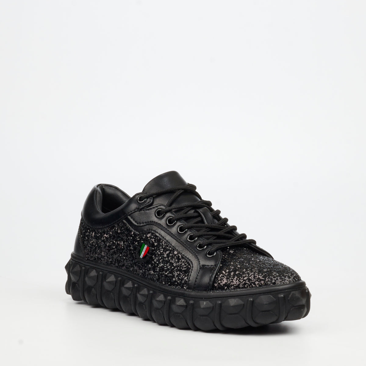 Mazerata Mens Pigale 10 Rhinestone Sneakers – Black