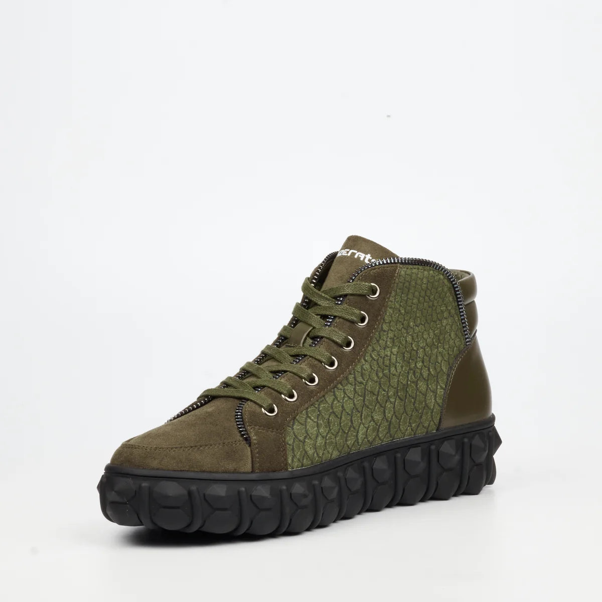 Mazerata Men's Pigale 15 Faux Suede Print Ankle Boot-Olive