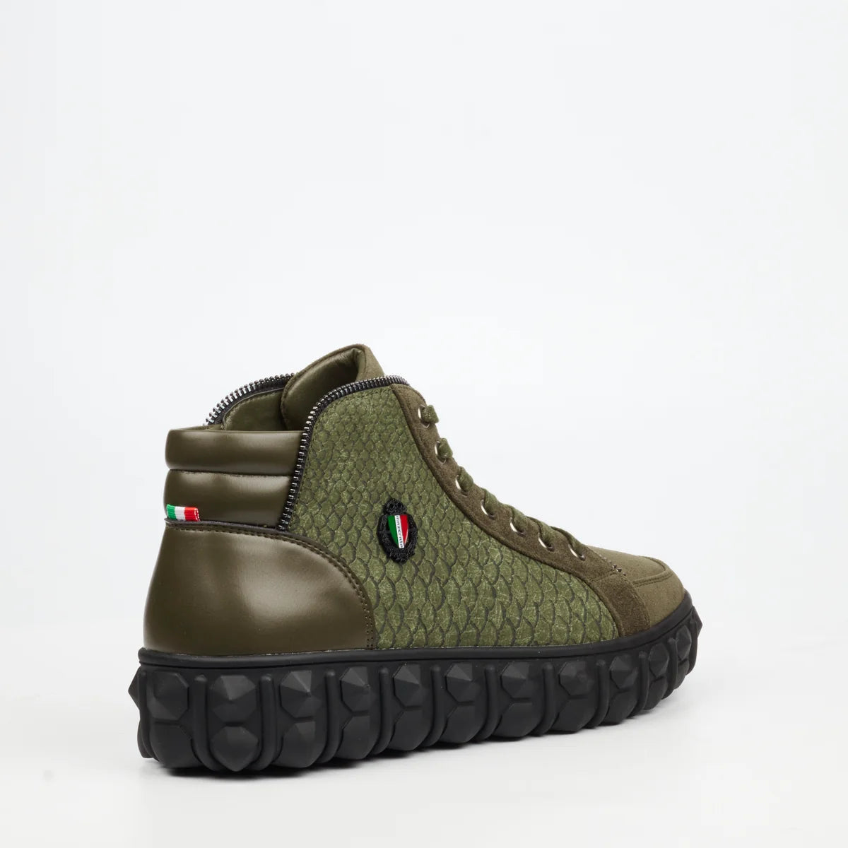 Mazerata Men's Pigale 15 Faux Suede Print Ankle Boot-Olive