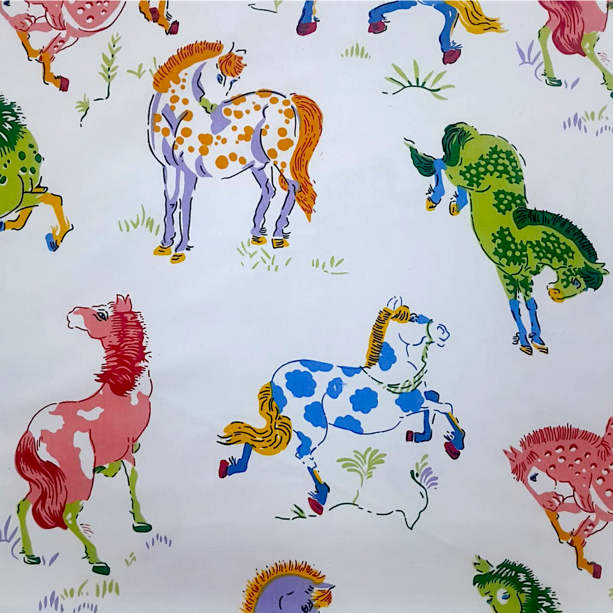 Fabric 100% Printed Cotton Ponies 150 cm.