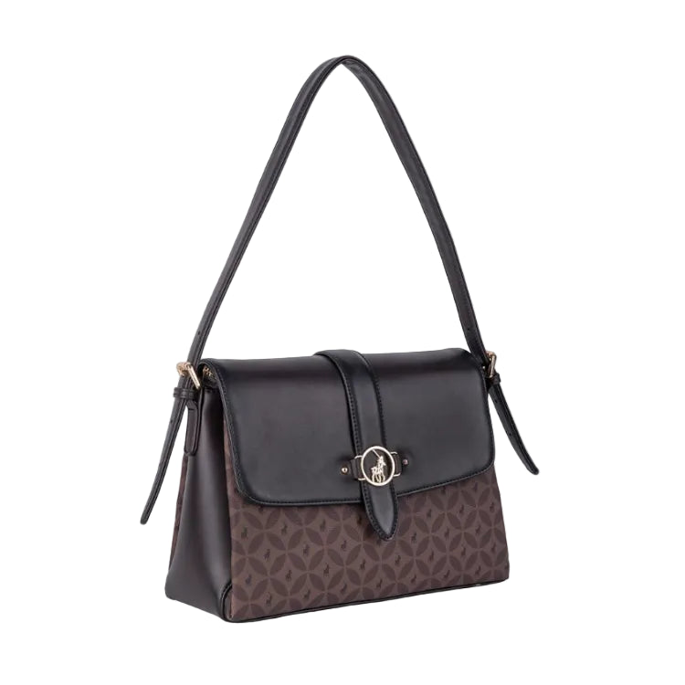 Polo Medina Shoulder Flapover Bag-Espresso POS536272.