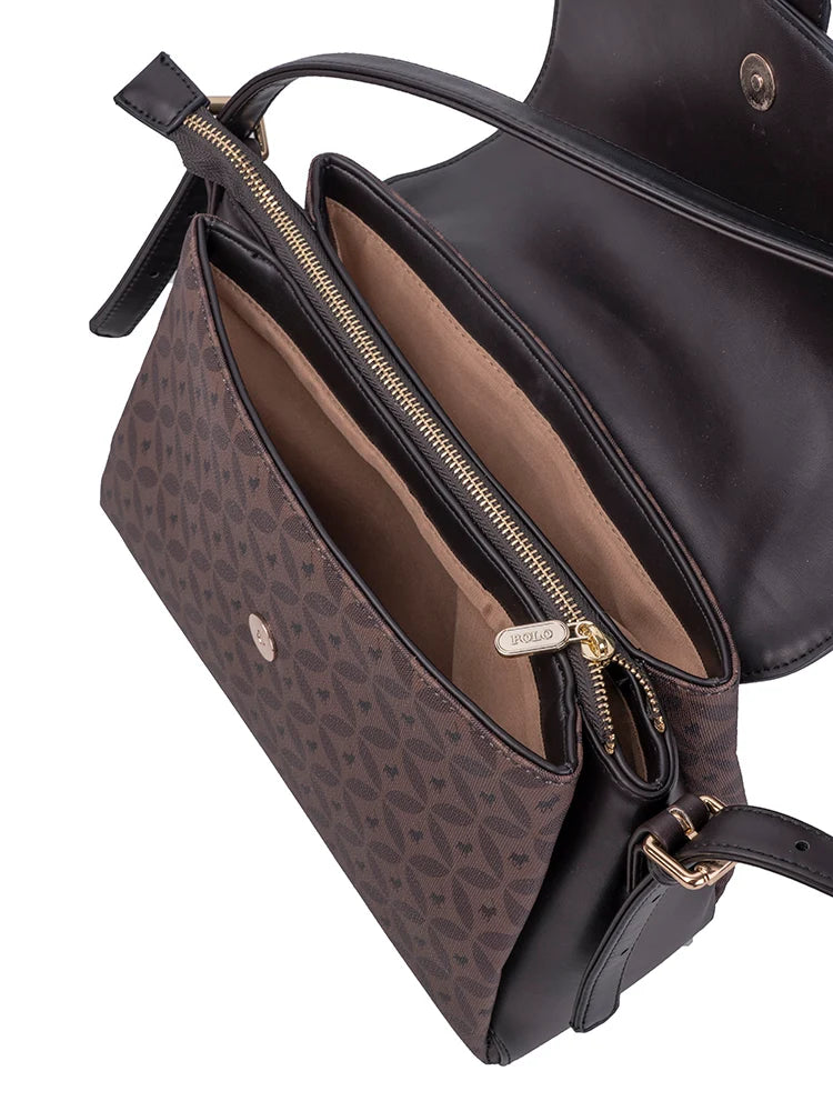 Polo Medina Shoulder Flapover Bag-Espresso POS536272.