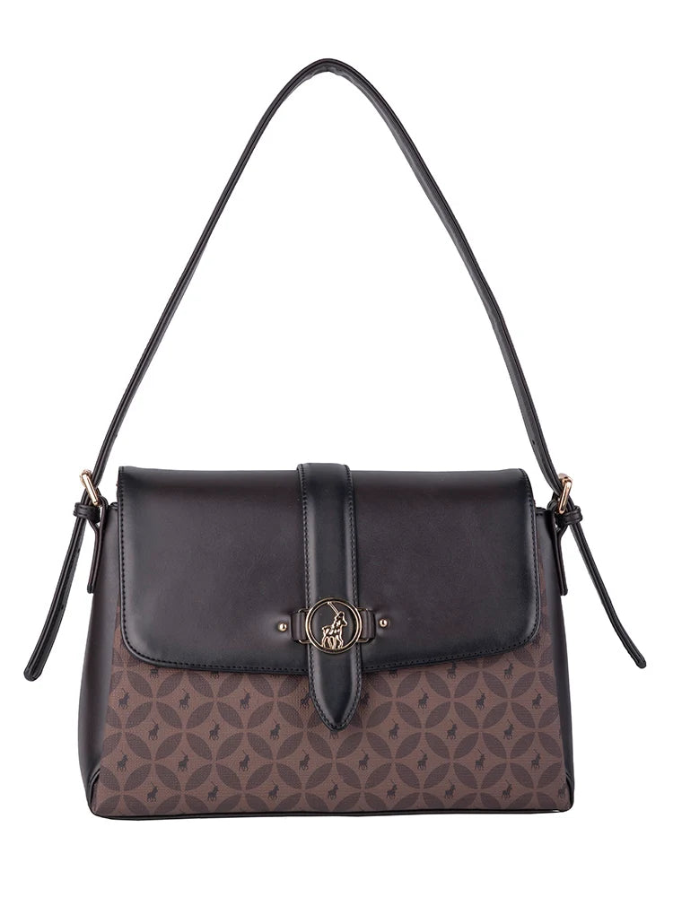 Polo Medina Shoulder Flapover Bag-Espresso POS536272.