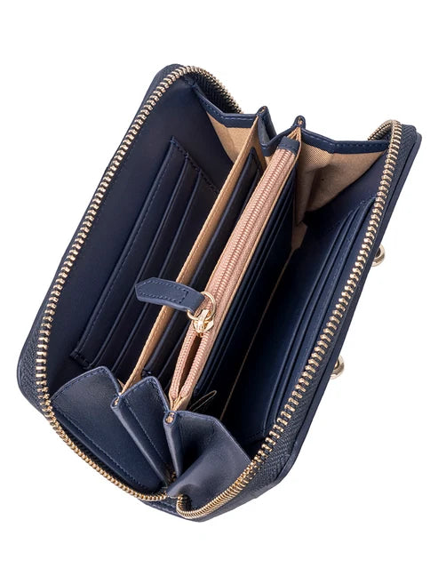 Polo Riviera Medium Zip Around Purse-Navy POS537446.