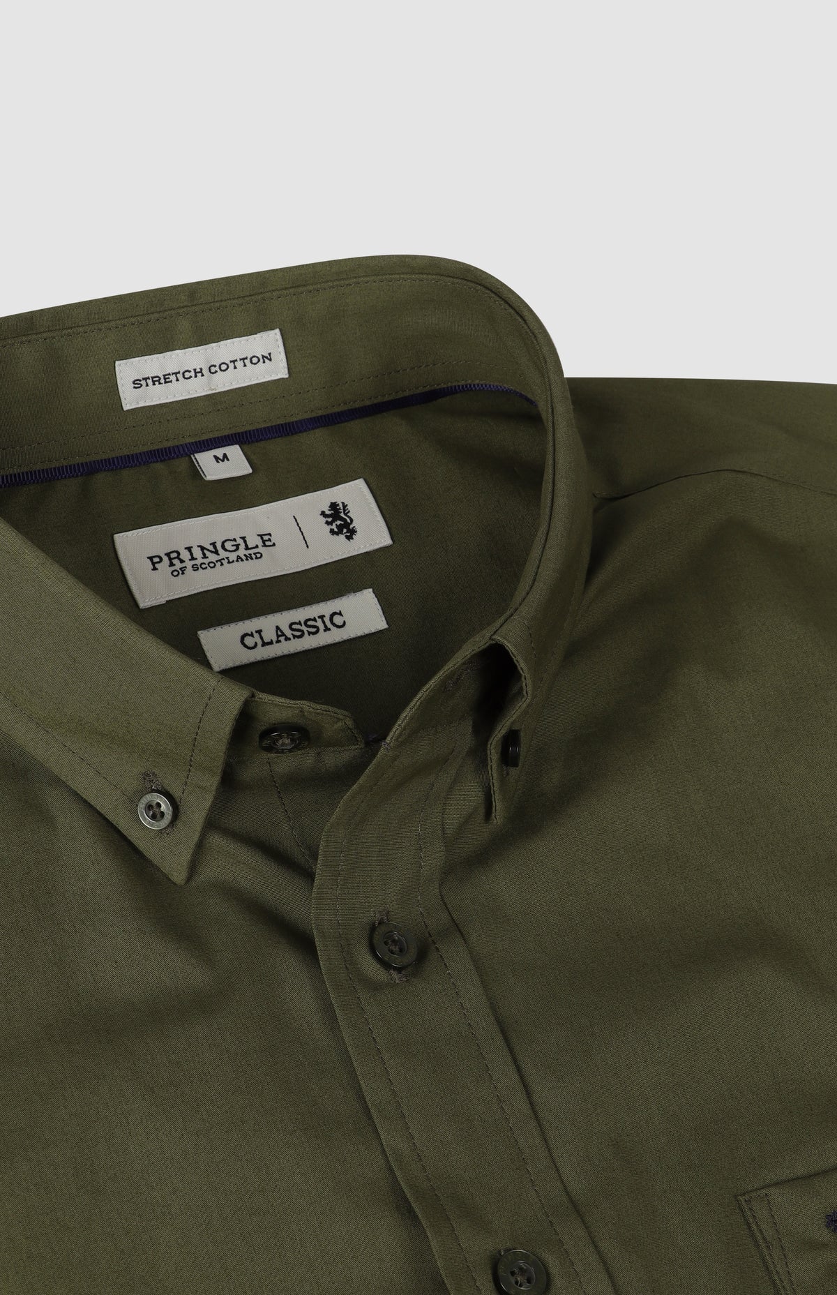 Pringle Jacob Long Sleeve Classic Shirt Olive MSLS1750T PR111778.