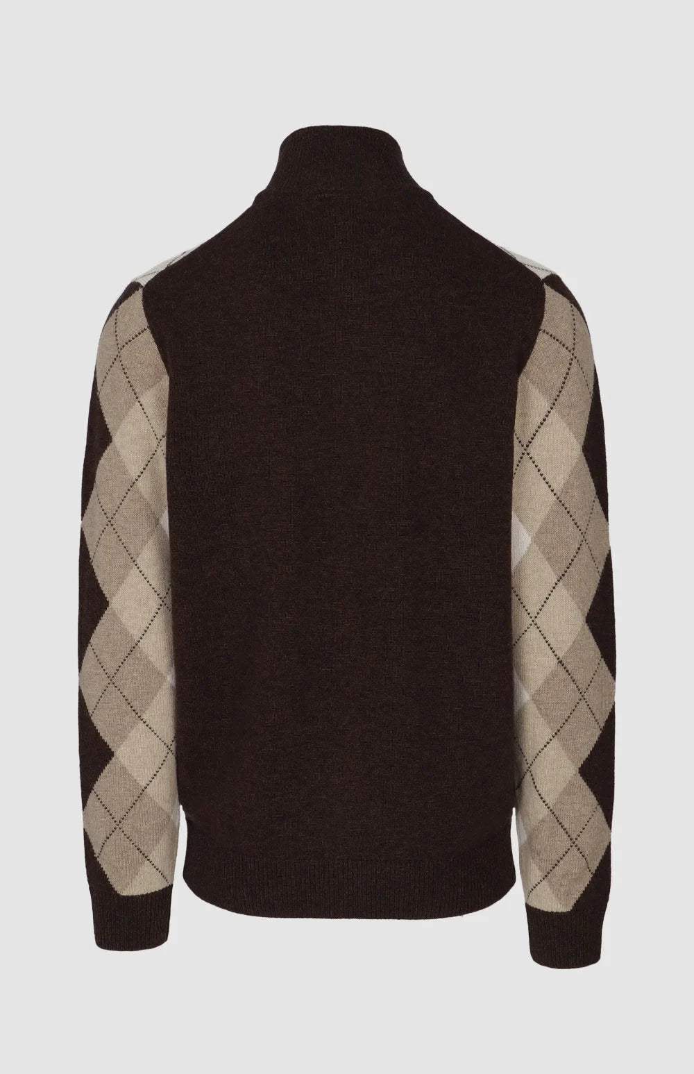 Pringle Jersey Wayne 1/4 Zip Argyle Knitwear Stone MKNI1700 PR111829.