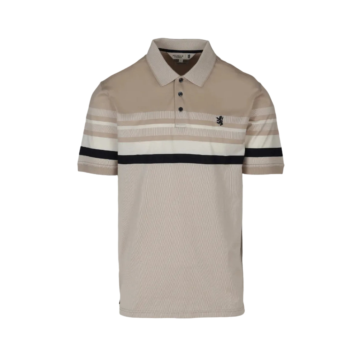 Pringle Justin Stripe Mercerised Golfer Stone