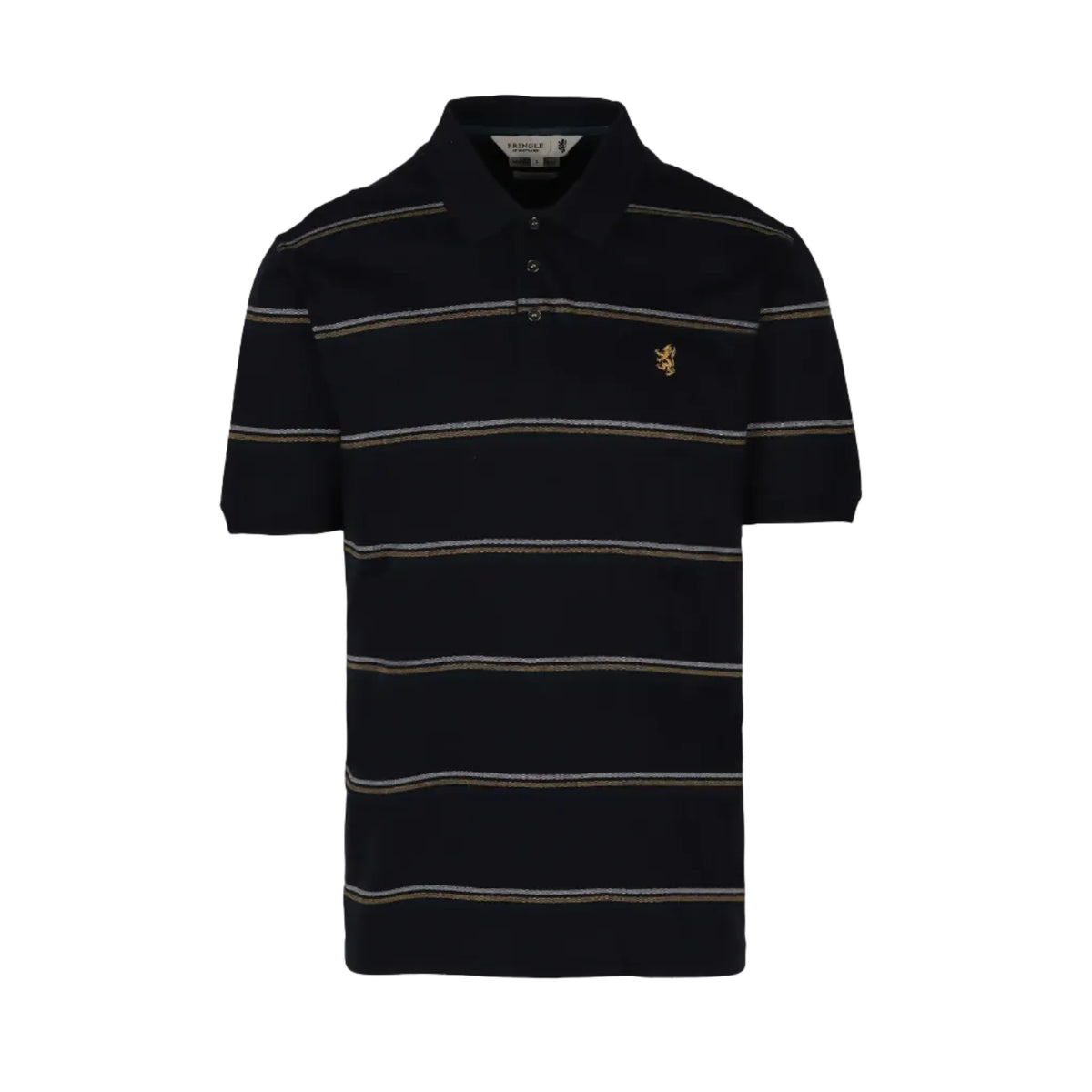 Pringle Scott Stripe Mercerised Golfer Navy