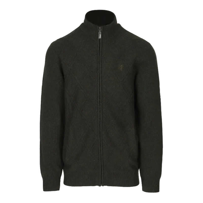 Pringle Jersey Joshua Tonal Argyle Cardigan Olive MKNI1903.