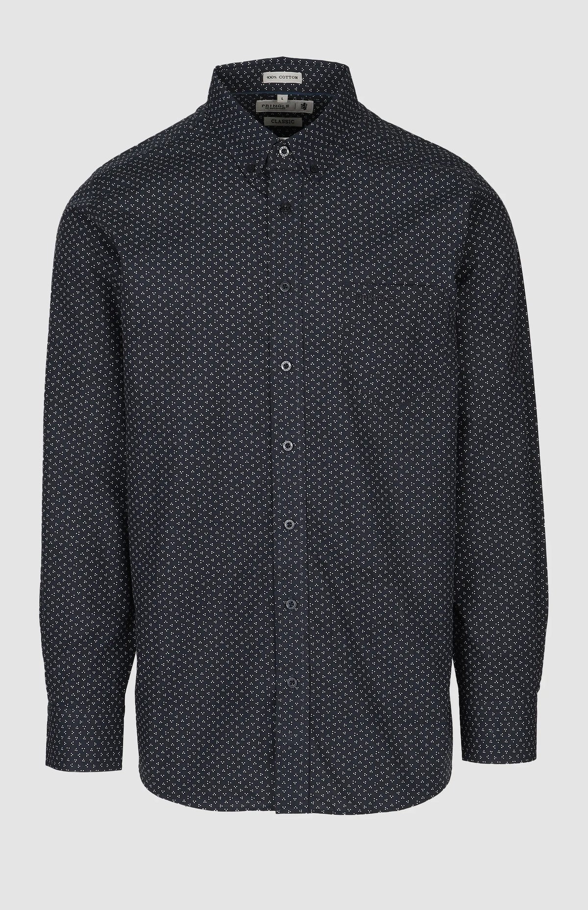 Pringle Men's Long Sleeve Classic Shirt Navy Randy Printed MSLS1902 PR112120.