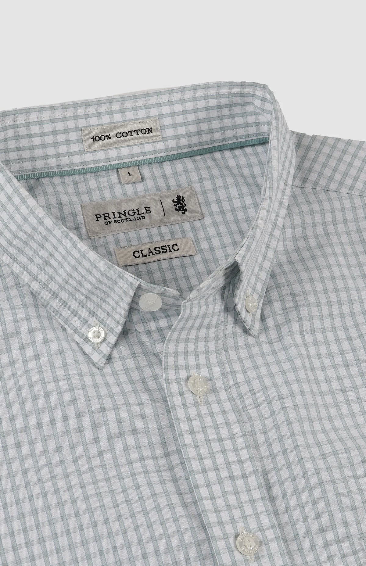 Pringle Malcolm Check Long Sleeve Classic Shirt Green MSLS1975 PR112130.