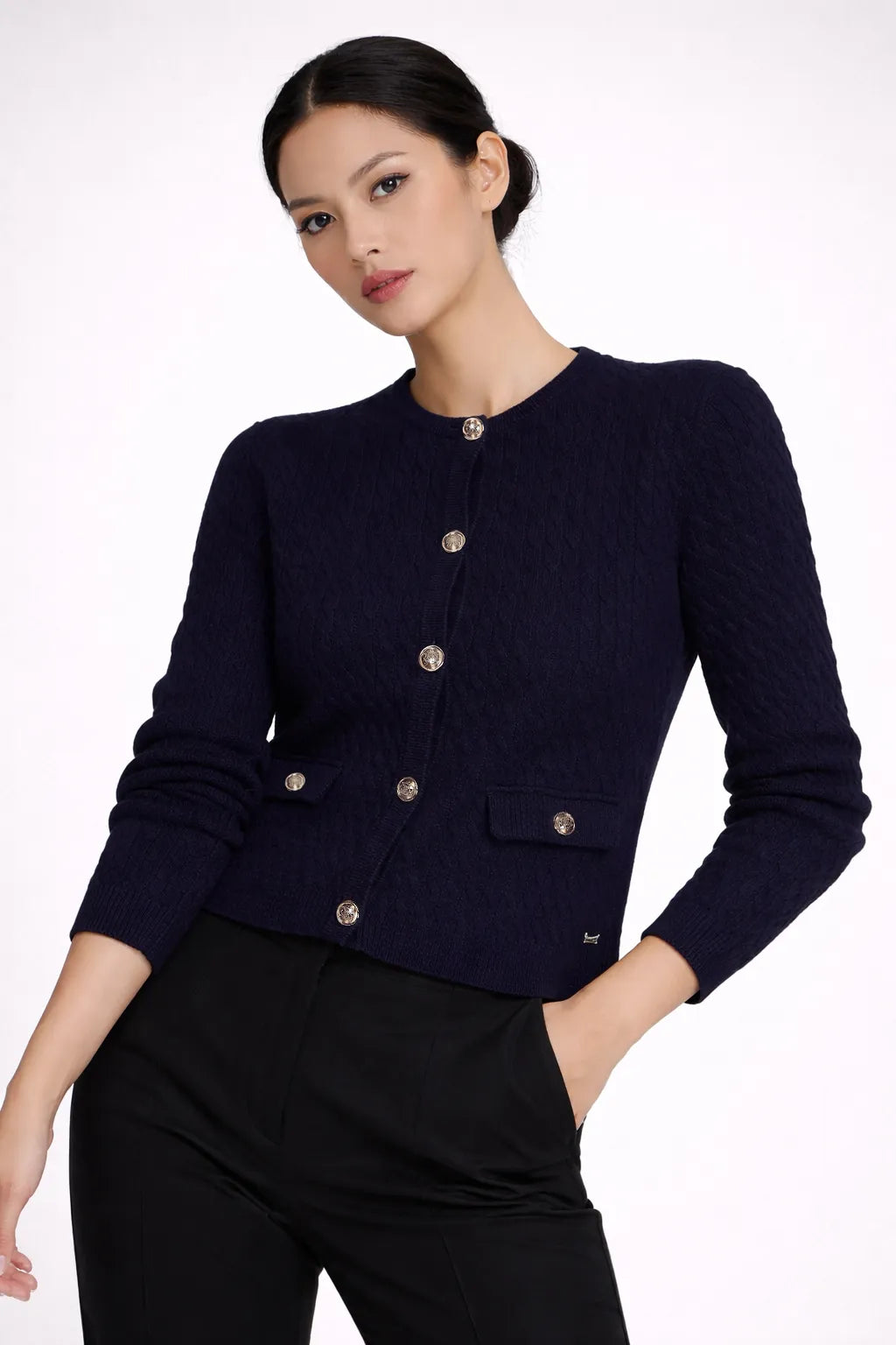 Pringle Florence Cable Knit Cardigan PR112172-NAVY (Copy).