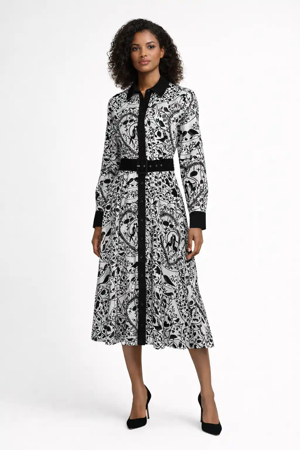 Pringle Natalie Printed Shirt Dress -Black/White PR112183-BLAC