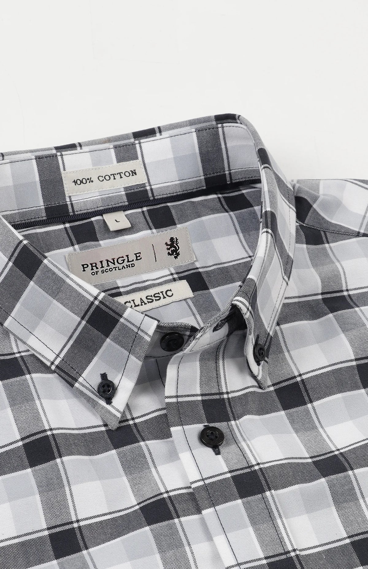 Pringle Lucas Oxford Check Long Sleeve Classic Shirt Navy MSLS1984 PR112205.