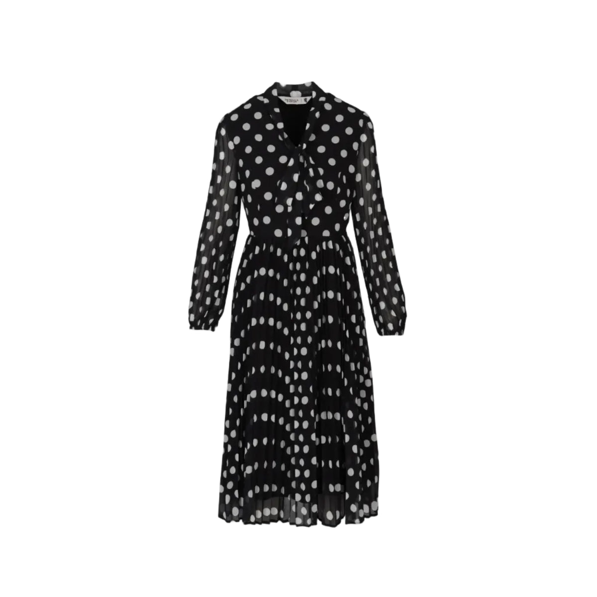 Pringle Emily Spot Pleated Midi Dress- Black PR112247