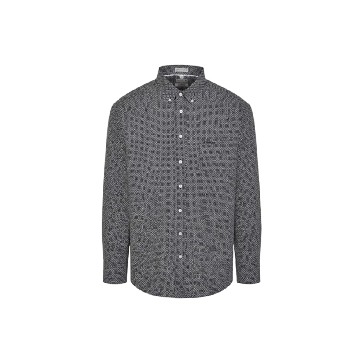 Pringle Men's Thomas Printed Classic Long Sleeve Shirt-Black  PR112368.