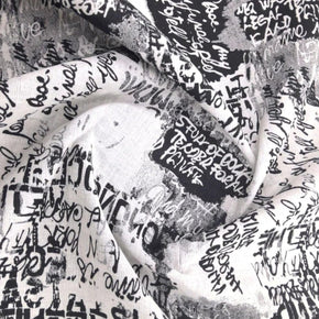 Reversible Printed Upholstery Black / White 140 cm