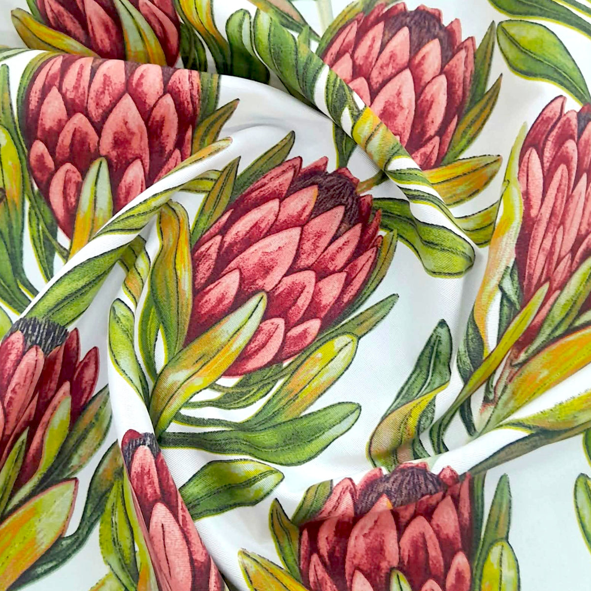 Fabric Lb Prints Protea White 140 cm.