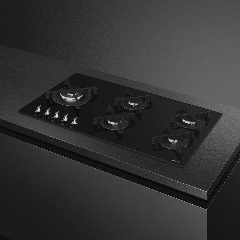 Smeg  90cm Gas on Glass Hob 5 Burner  - PV395LNSA2