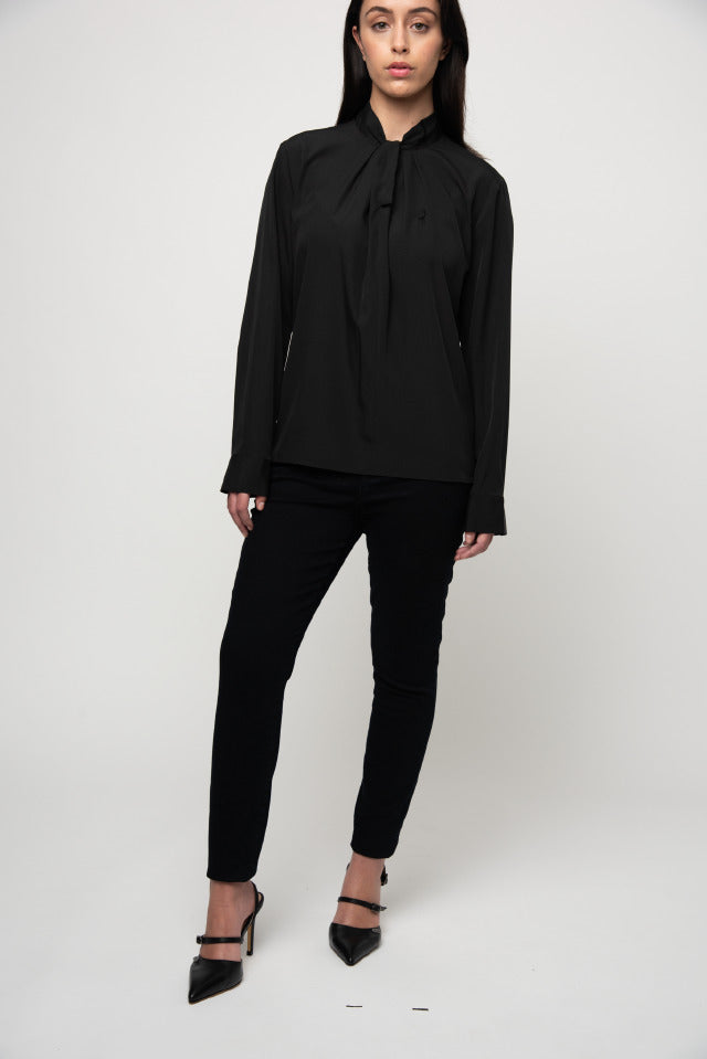 Polo Women Christina Long Sleeve Knot Neck Black